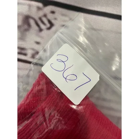 Catherines Top Womens 0X Red Embroidery Crepe Tassel Tie Smocked Neck Cotton - Picture 9 of 10